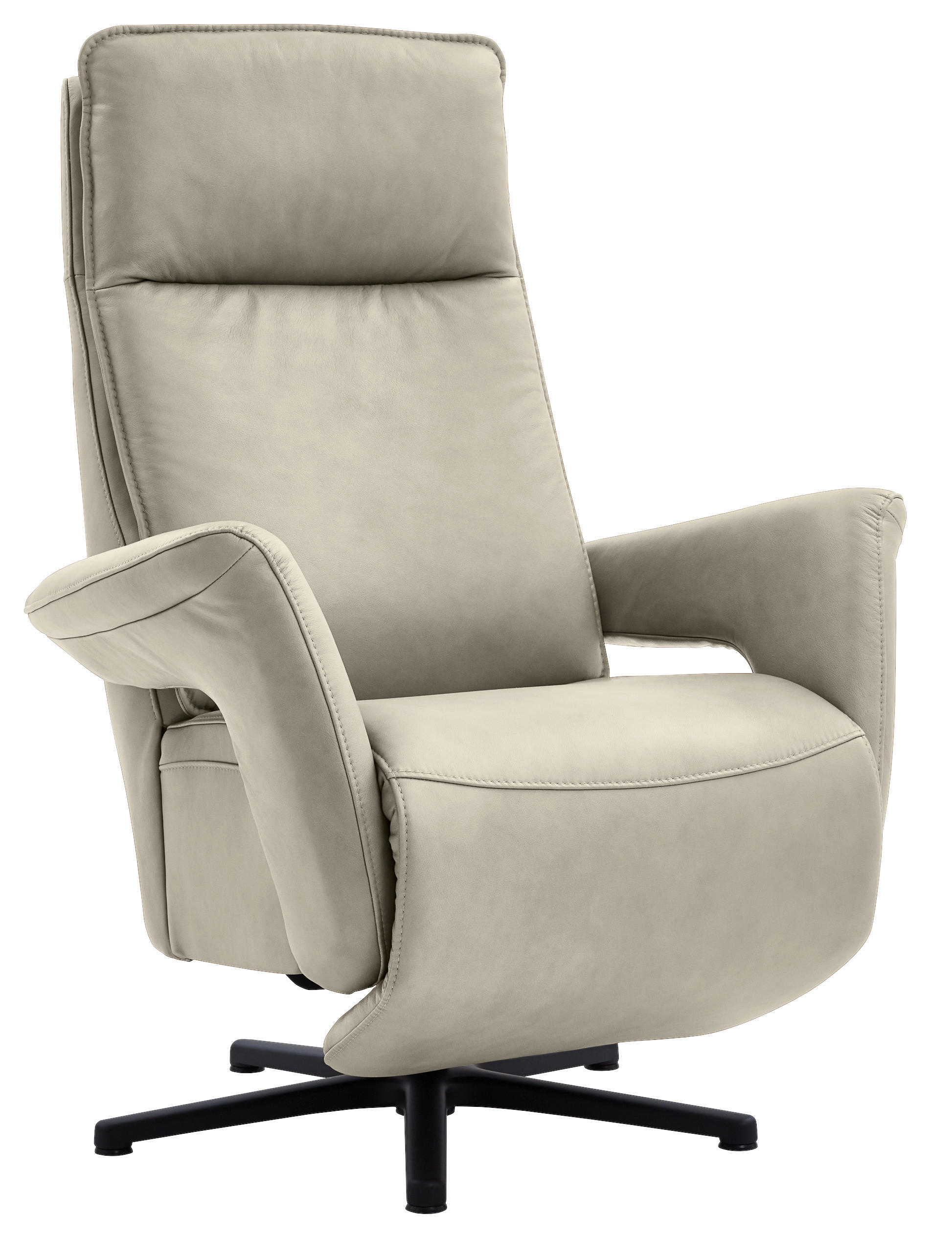 RELAXSESSEL in Leder Ecru  - Ecru/Schwarz, Design, Leder/Metall (83/112/87-174cm) - Valdera