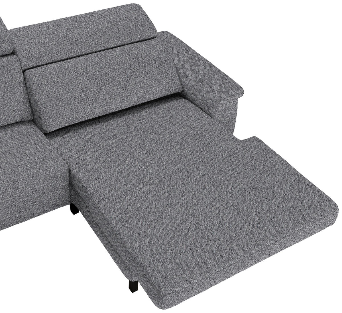 ECKSOFA in Flachgewebe Grau  - Schwarz/Grau, Konventionell, Textil/Metall (304/182cm) - Pure Home Comfort