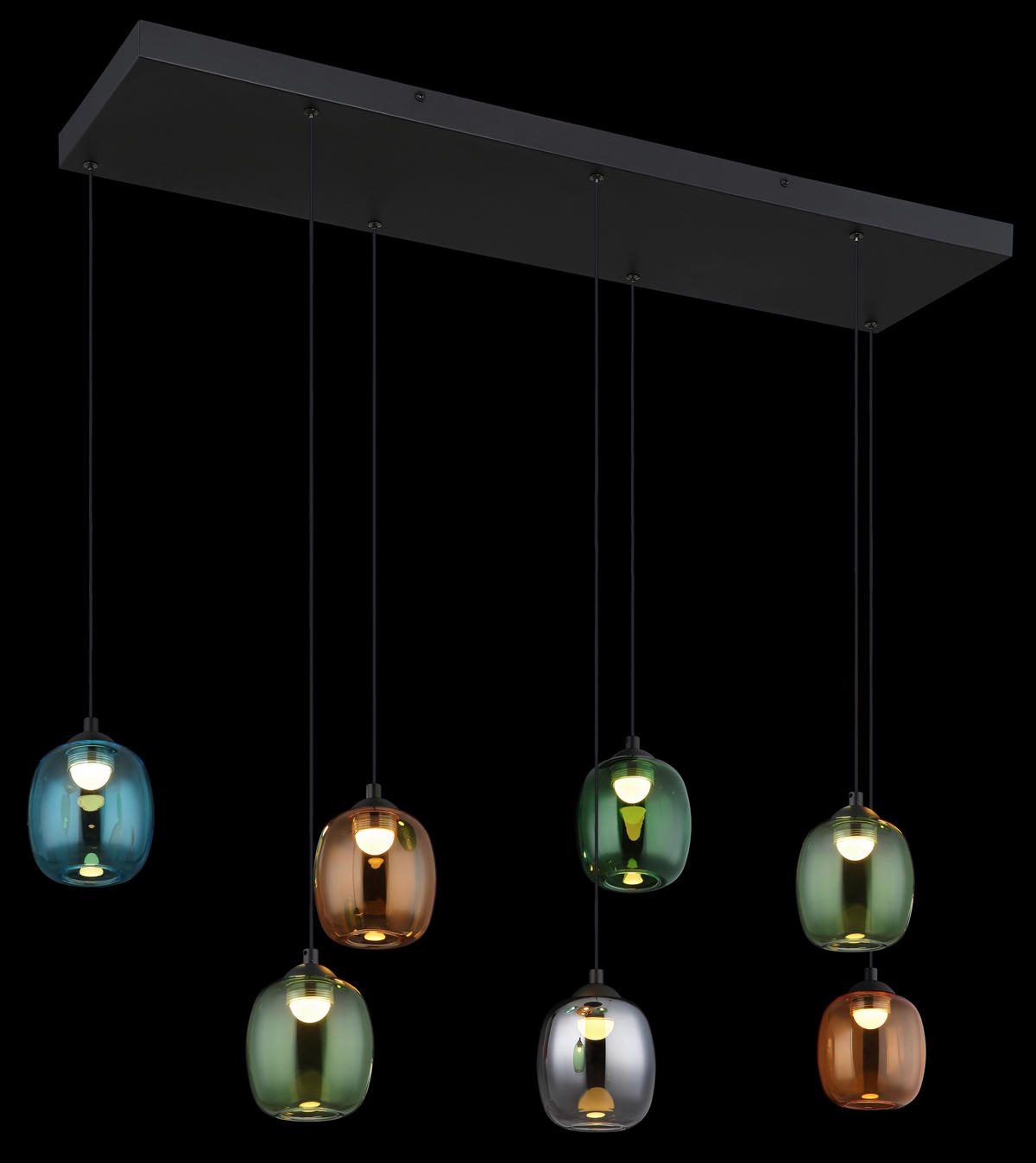 LED-HÄNGELEUCHTE MINARA 102/32/150 cm   - Blau/Dunkelgrün, LIFESTYLE, Glas/Kunststoff (102/32/150cm)