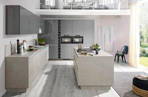 EINBAUKÜCHE PORTLAND  - Grau, Design, Holzwerkstoff/Stein - Nolte Küchen