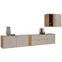 WOHNWAND  in Kaschmir, Wildeiche  333,4/179,3/37,1 cm    - Kaschmir/Wildeiche, Design, Glas/Holz (333,4/179,3/37,1cm) - Dieter Knoll