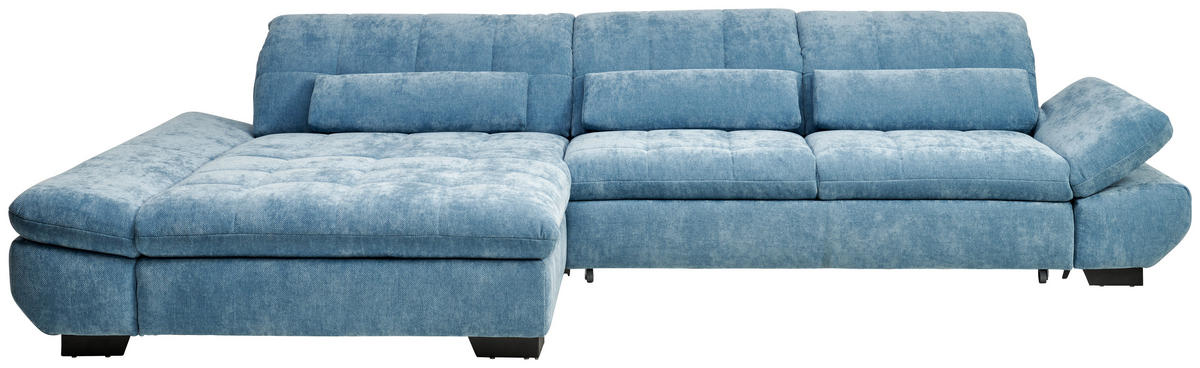 ROHOVÁ SEDACIA SÚPRAVA, textil, pastelová modrá - čierna/pastelová modrá, Design, kov/textil (204/341cm) - Xora