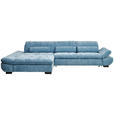 ECKSOFA  in Flachgewebe Pastellblau  204/341 cm  - Pastellblau/Schwarz, Design, Textil/Metall (204/341cm) - Xora