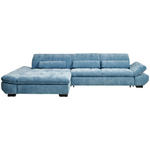 ECKSOFA in Flachgewebe Pastellblau  204/341 cm  - Pastellblau/Schwarz, Design, Textil/Metall (204/341cm) - Xora
