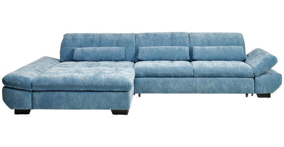 ECKSOFA  in Flachgewebe Pastellblau  204/341 cm  - Pastellblau/Schwarz, Design, Textil/Metall (204/341cm) - Xora