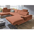 WOHNLANDSCHAFT Orange Webstoff  - Schwarz/Orange, Design, Textil/Metall (208/344/180cm) - Dieter Knoll