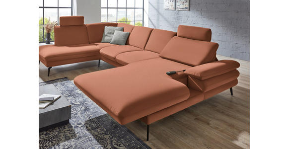 WOHNLANDSCHAFT Orange Webstoff  - Schwarz/Orange, Design, Textil/Metall (208/344/180cm) - Dieter Knoll