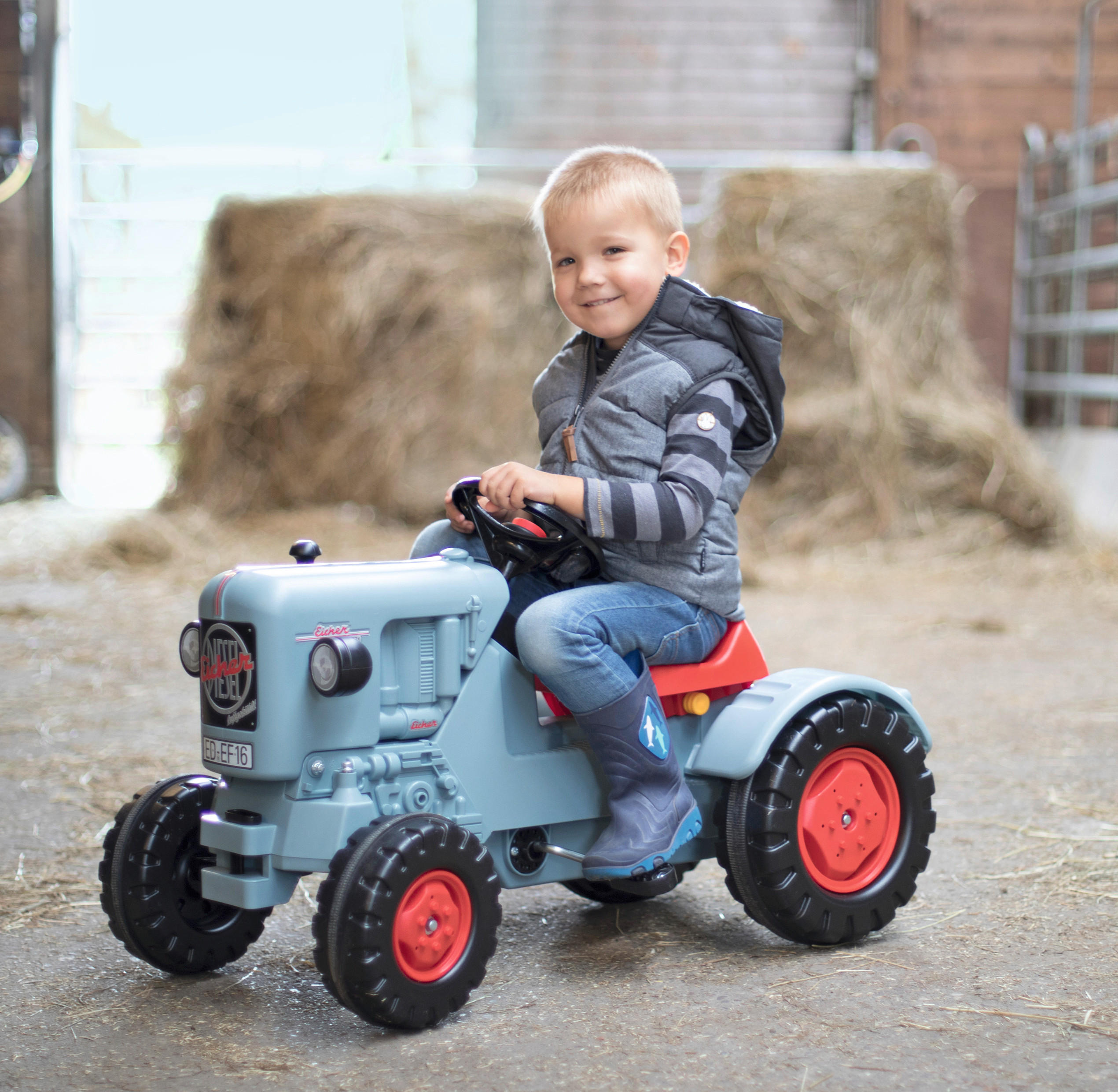 KINDERTRAKTOR BIG Eicher Diesel ED 16 - Blau/Rot, Basics, Kunststoff (46/80/40cm) - BIG