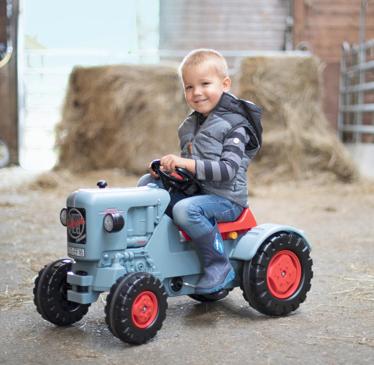 KINDERTRAKTOR BIG Eicher Diesel ED 16  - Blau/Rot, Basics, Kunststoff (46/80/40cm) - BIG