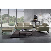 2-SITZER-SOFA in Echtleder Grau  - Schwarz/Grau, Design, Leder/Metall (177/85/92cm) - Livetastic