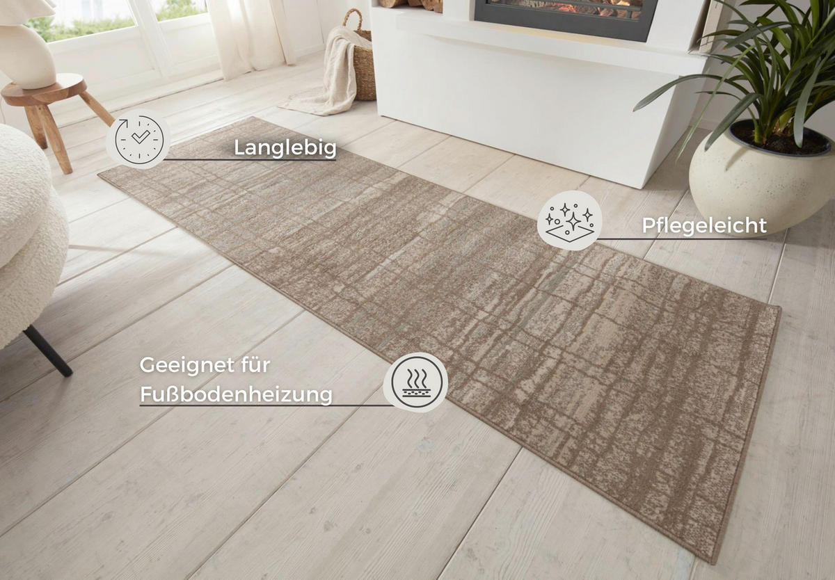 LÄUFER 80/200 cm Terrain  - Beige/Creme, Basics, Kunststoff/Textil (80/200cm)