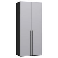 DREHTÜRENSCHRANK 102/236/59 cm,  in Schwarz, Hellgrau, 2-türig  - Titanfarben/Hellgrau, Design, Glas/Holzwerkstoff (102/236/59cm) - Jutzler