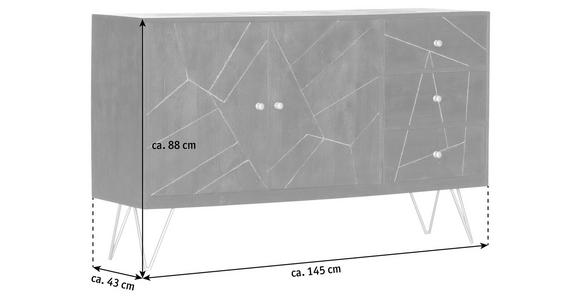 SIDEBOARD Akazie massiv Schwarz, Goldfarben  - Goldfarben/Schwarz, Trend, Holz/Metall (145/88/43cm) - Ambia Home