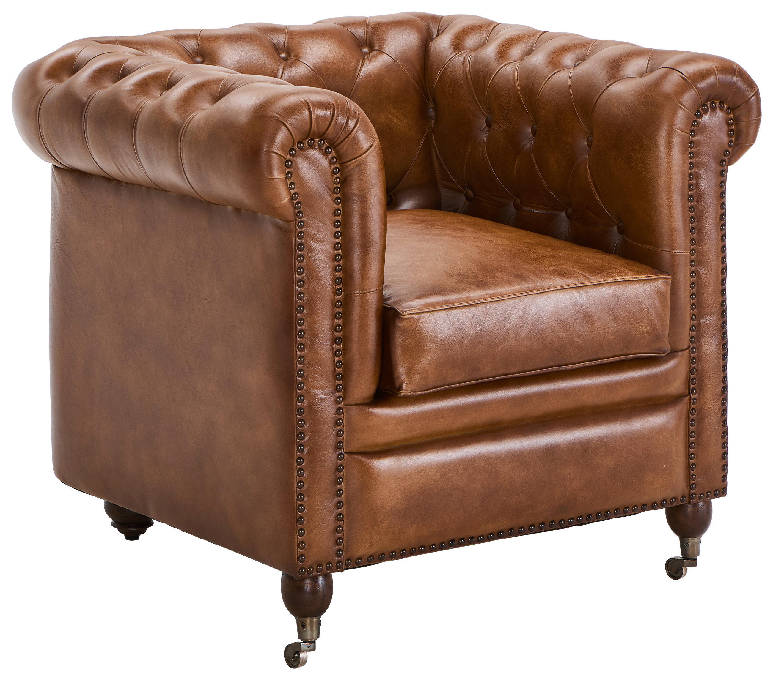 SESSEL in Echtleder Braun  - Braun, LIFESTYLE, Leder (84/79/77cm) - Landscape