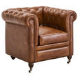 SESSEL in Echtleder Braun  - Braun, LIFESTYLE, Leder (84/79/77cm) - Landscape