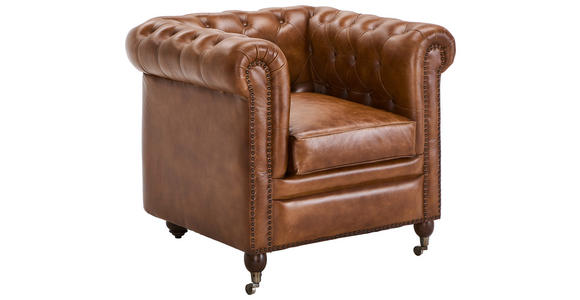 SESSEL in Echtleder Braun  - Braun, LIFESTYLE, Leder (84/79/77cm) - Landscape