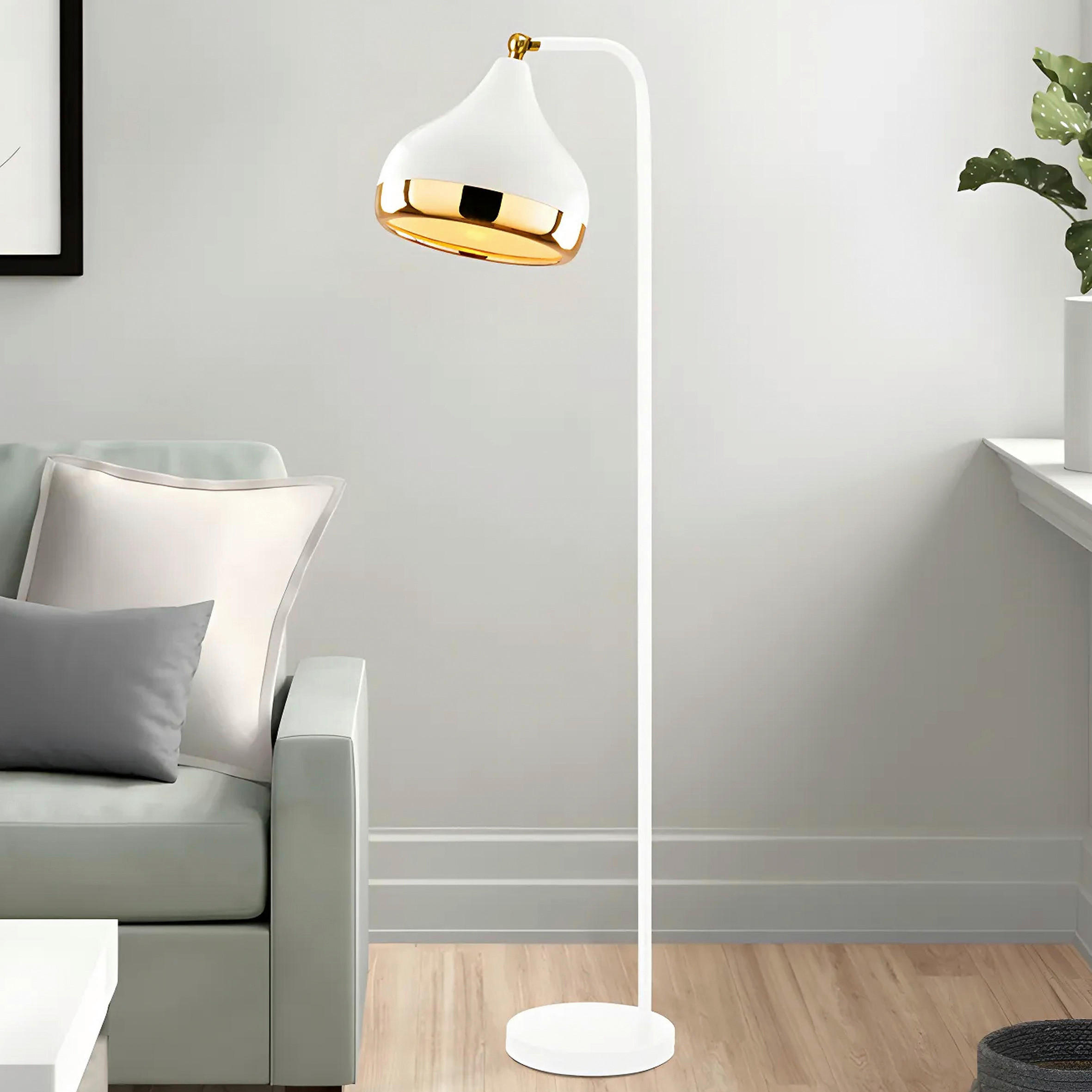 Thumbnail - P & B Stehleuchte, Weiß, Gold, Metall, trichterförmig,trichterförmig, 120 cm, CE, Schnurschalter, Lampen & Leuchten, Inn...