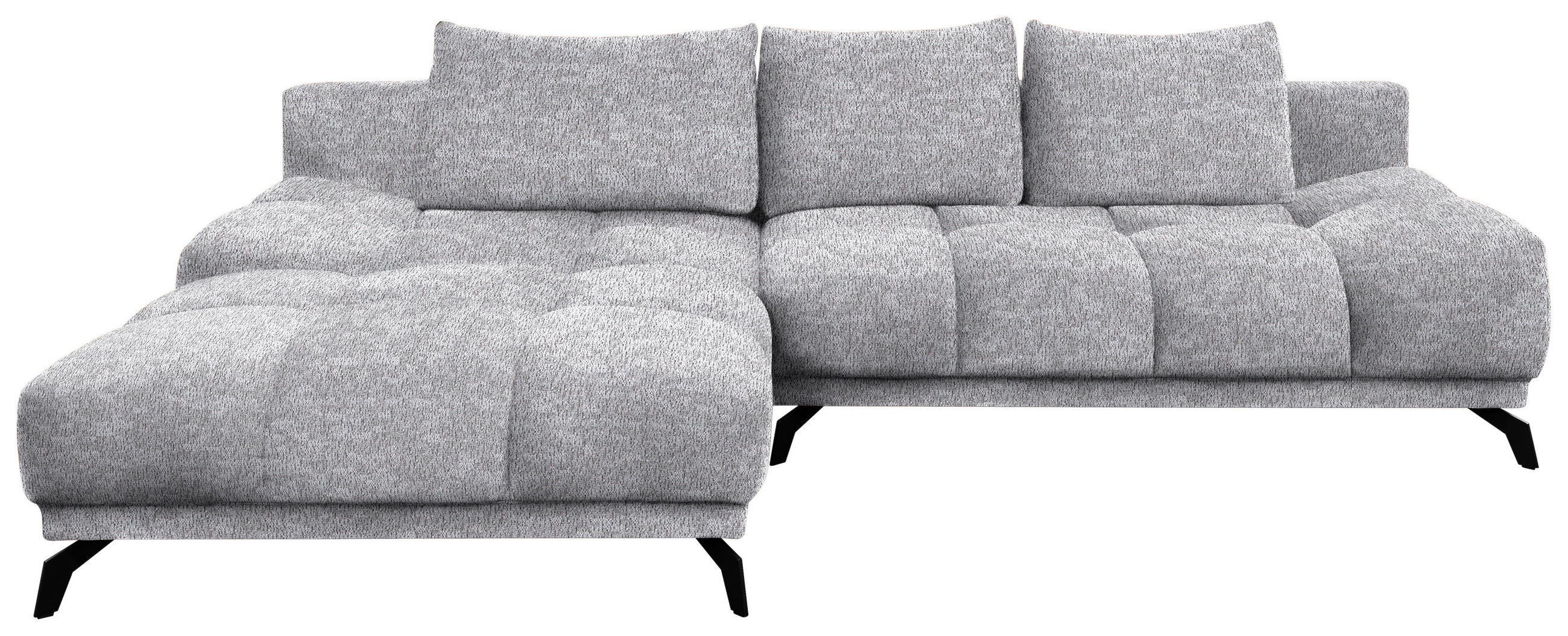 ECKSOFA in Chenille Grau  - Schwarz/Grau, MODERN, Textil/Metall (182/290cm) - Hom`in