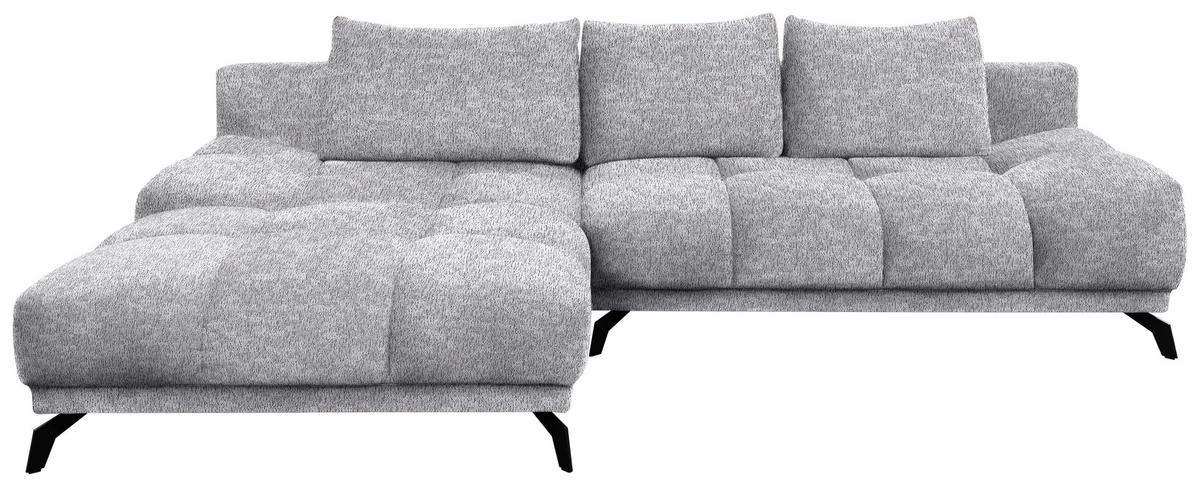 ECKSOFA in Chenille Grau  - Schwarz/Grau, Modern, Textil/Metall (182/290cm) - Hom`in
