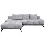 ECKSOFA in Chenille Grau  - Schwarz/Grau, MODERN, Textil/Metall (182/290cm) - Hom`in