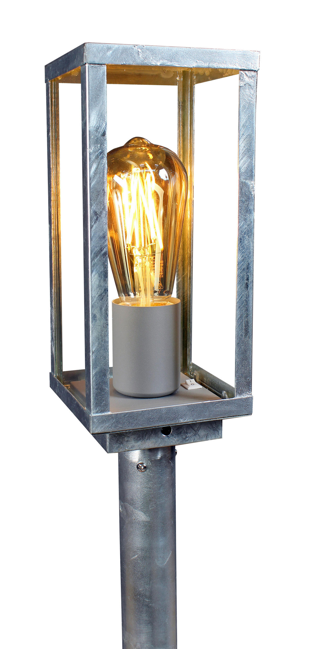 WEGELEUCHTE Karo   - Klar/Zinkfarben, Basics, Glas/Metall (100/11/11cm)