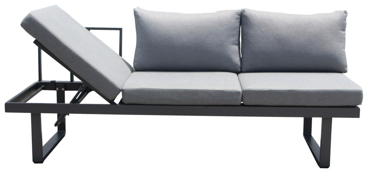 LOUNGEGARNITUR Aluminium  - Anthrazit/Grau, MODERN, Kunststoff/Metall (210/68/77/76cm) - Ambia Garden