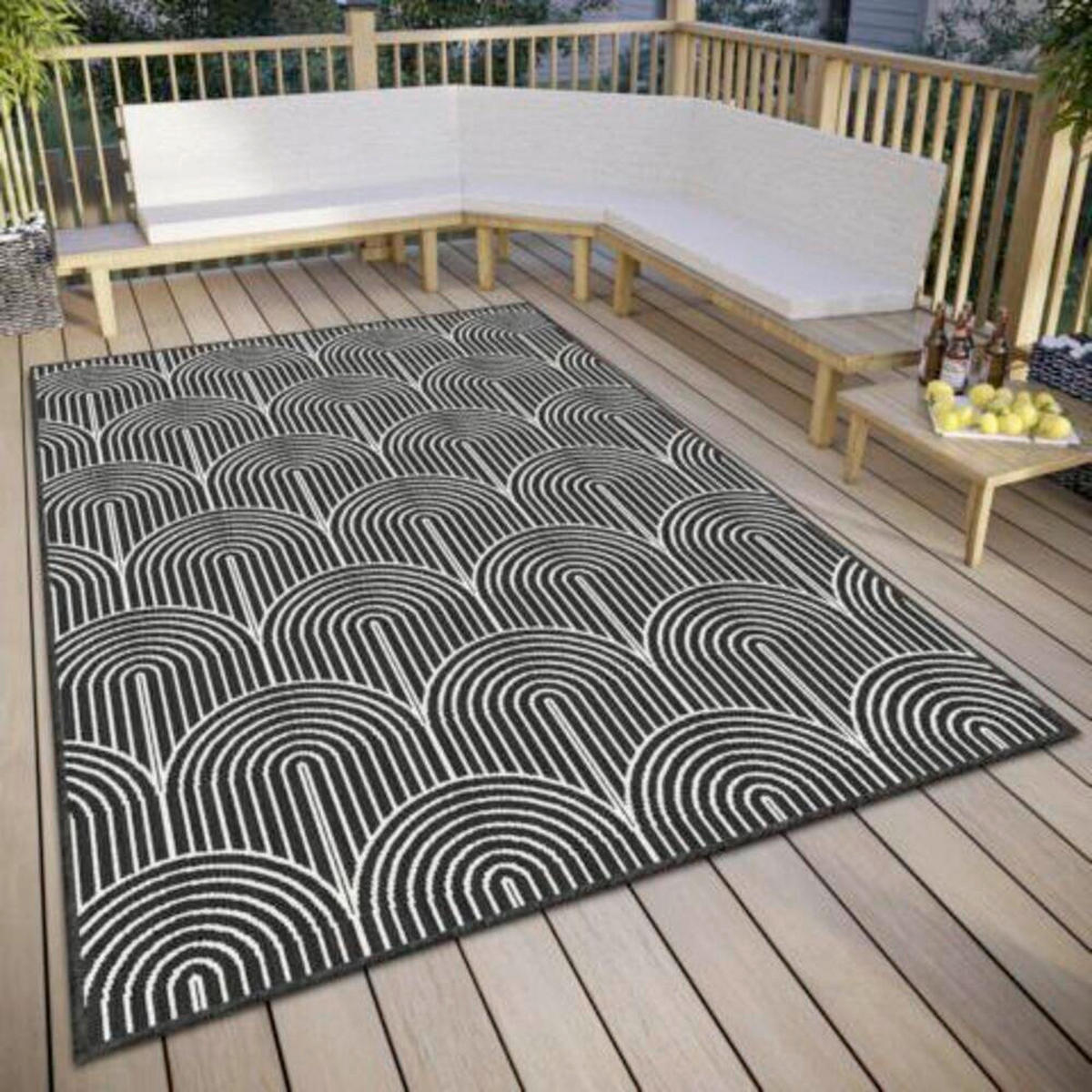 OUTDOORTEPPICH 120/170 cm Pangli Schwarz, Weiß  - Schwarz/Weiß, Design, Kunststoff (120/170cm)