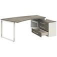 ECKSCHREIBTISCH  in Graphitfarben, Weiß  - Alufarben/Graphitfarben, Design, Holzwerkstoff/Metall (160/200cm) - Moderano