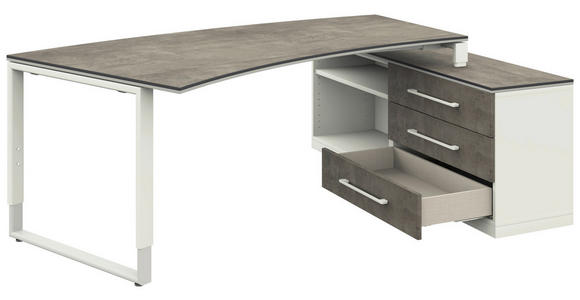 ECKSCHREIBTISCH in Graphitfarben, Weiß - Alufarben/Graphitfarben, Design, Holzwerkstoff/Metall (160/200cm) - Moderano
