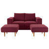 ZWEISITZER-SOFA inkl. Hocker Webstoff Rot, Beere  - Beere/Rot, Design, Kunststoff/Textil (172/96/107cm) - LOOKS by W.Joop