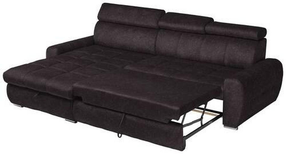 ECKSOFA in Velours Dunkelbraun  - Chromfarben/Dunkelbraun, Design, Kunststoff/Textil (173/276cm) - Stylife
