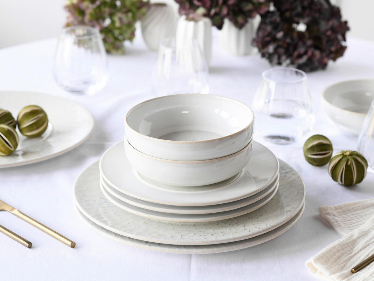 TAFELSERVICE Creme, Weiß Unico Toscania 12-teilig  - Creme/Weiß, Basics, Keramik - Creatable