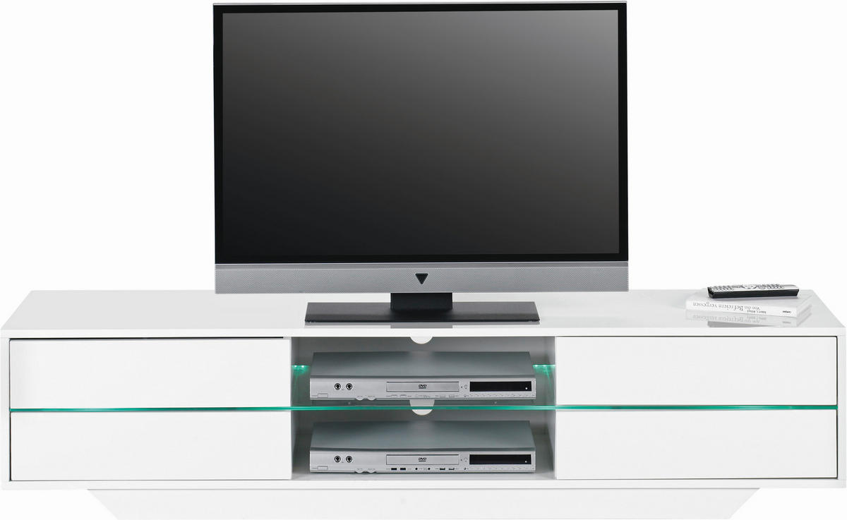 TV-ELEMENT  in 160/36/40 cm  - Weiß Hochglanz, Design, Glas/Holzwerkstoff (160/36/40cm)