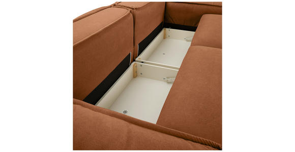 SCHLAFSOFA  mit Liegefunktion, Schlafen auf Sitzhöhe, Rücken echt Webstoff Rostfarben  - Rostfarben/Schwarz, KONVENTIONELL, Kunststoff/Textil (256/83/115cm) - Carryhome