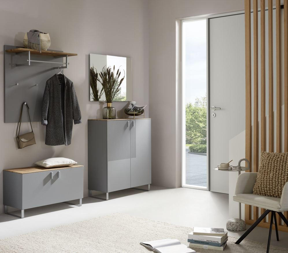 GARDEROBE 4-teilig in 200/192/36 cm - Eichefarben/Grau, Design, Holz/Holzwerkstoff (200/192/36cm) - Dieter Knoll