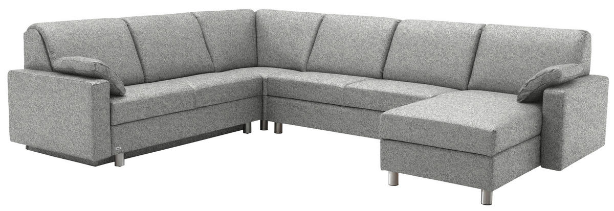 WOHNLANDSCHAFT  in Mikrovelours Naturfarben  - Anthrazit/Alufarben, KONVENTIONELL, Textil (237/323/158cm) - Sedda