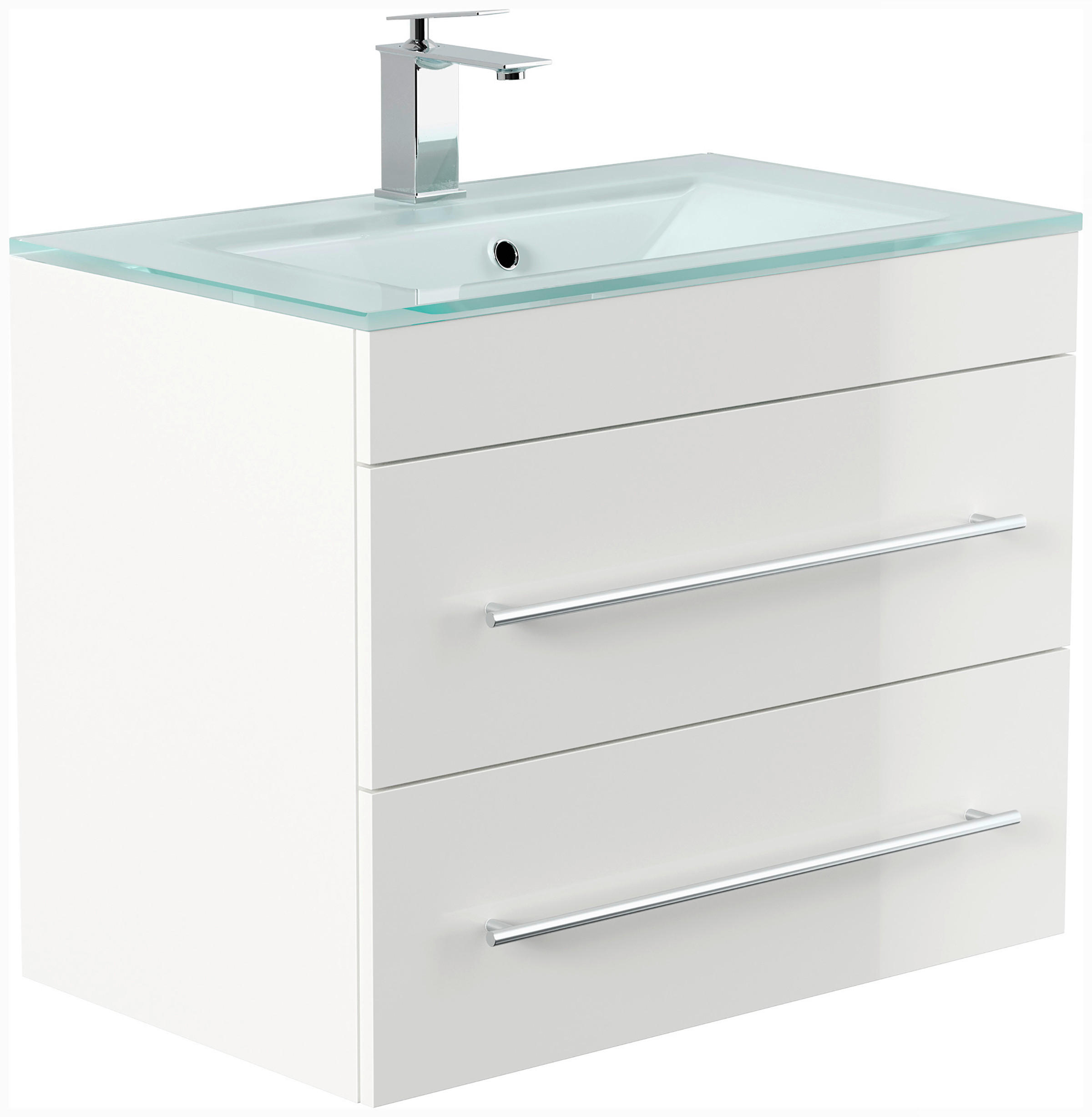 WASCHTISCHKOMBI 75 cm  - Weiß Hochglanz, Trend, Glas/Holzwerkstoff (75cm) - MID.YOU