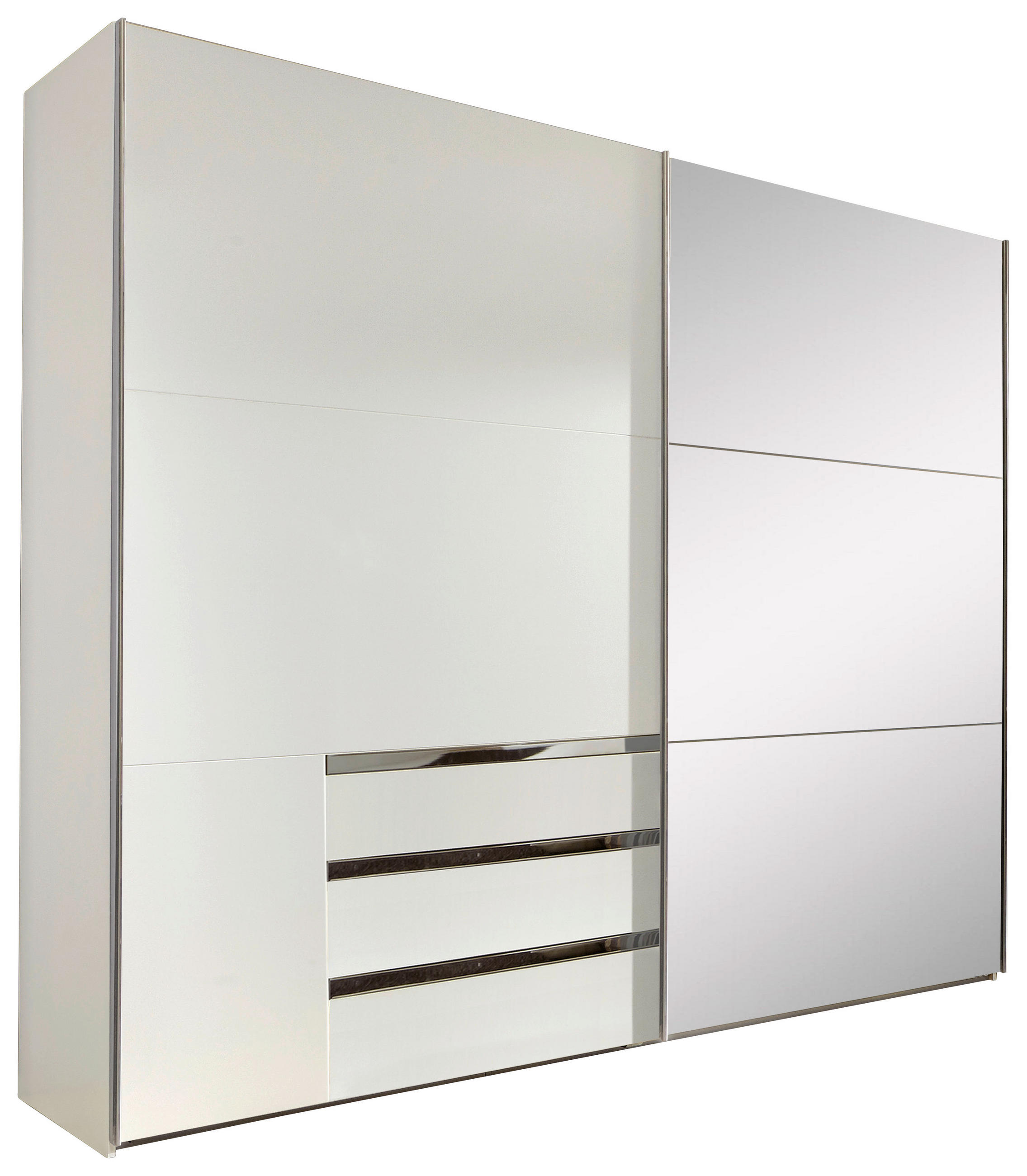 SCHWEBETÜRENSCHRANK 200/216/65 cm 2-türig Weiß  - Chromfarben/Weiß, MODERN, Glas/Holzwerkstoff (200/216/65cm) - MID.YOU