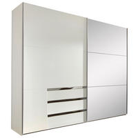 SCHWEBETÜRENSCHRANK in Weiss  - Chromfarben/Weiss, Modern, Glas/Holzwerkstoff (200/216/65cm) - MID.YOU