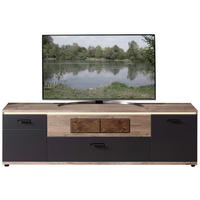 LOWBOARD  in 200/61/47 cm  - Eichefarben/Graphitfarben, Modern, Holzwerkstoff/Metall (200/61/47cm) - Stylife