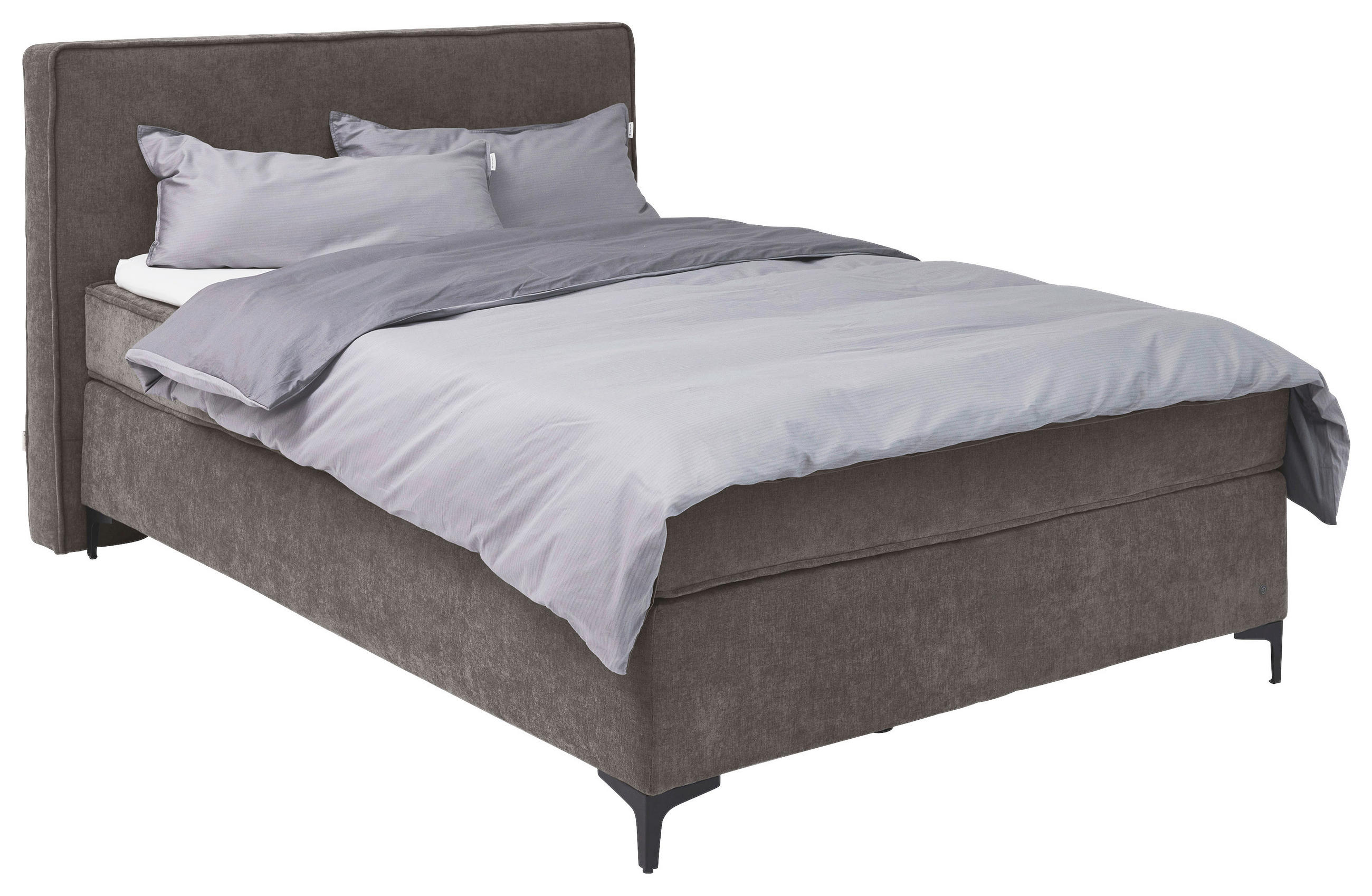 BOXSPRINGBETT 120/200 cm,  in Grau, Matratze, Topper, H3 = fest  - Schwarz/Grau, Design, Textil/Metall (120/200cm) - Tom Tailor