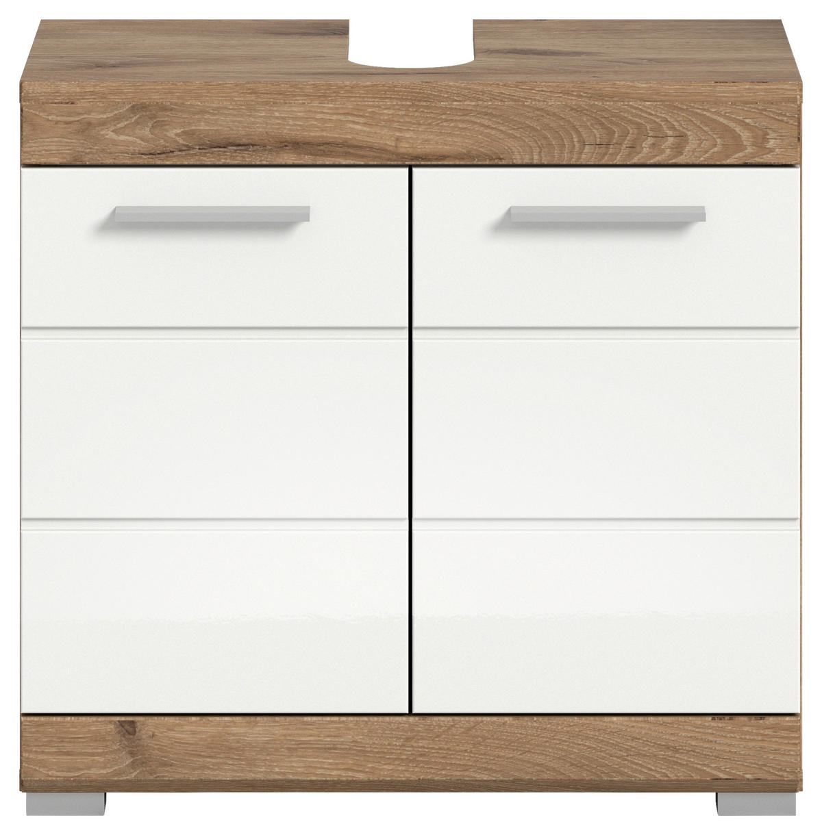 WASCHBECKENUNTERSCHRANK 60/56/34 cm  - Chromfarben/Weiß Hochglanz, MODERN, Holzwerkstoff/Kunststoff (60/56/34cm) - MID.YOU