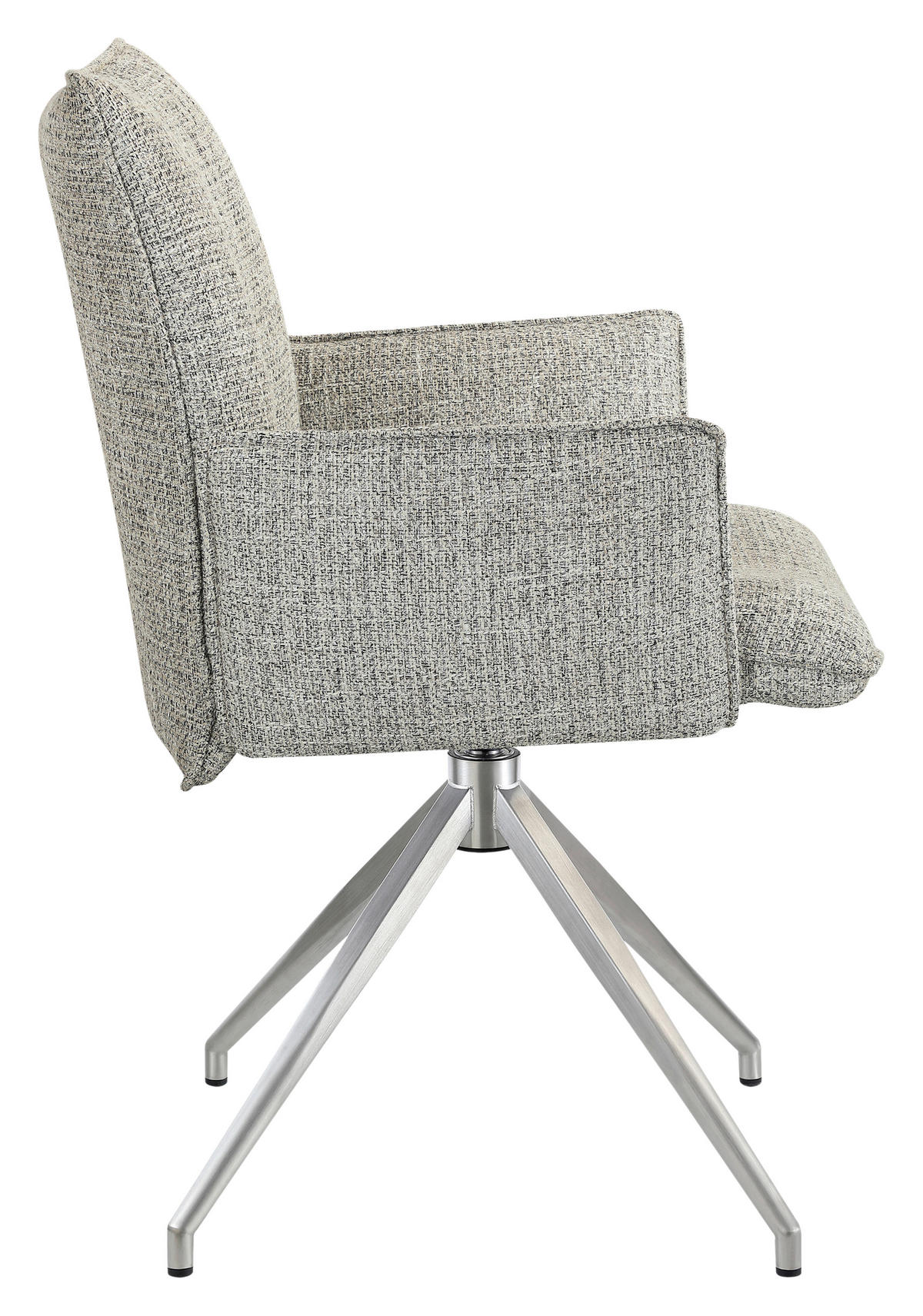 ARMLEHNSTUHL  Sitzfläche 360° drehbar, automatische Rückholfunktion Webstoff  Edelstahlfarben, Beige  - Edelstahlfarben/Beige, Design, Textil/Metall (60,5/87/61,5cm) - Novel