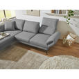 ECKSOFA  in Flachgewebe Hellgrau Armteilverstellung, Relaxfunktion, Drehsitzfunktion  175-224/255-365 cm  - Hellgrau/Schwarz, Design, Textil/Metall (175-224/255-365cm) - Dieter Knoll