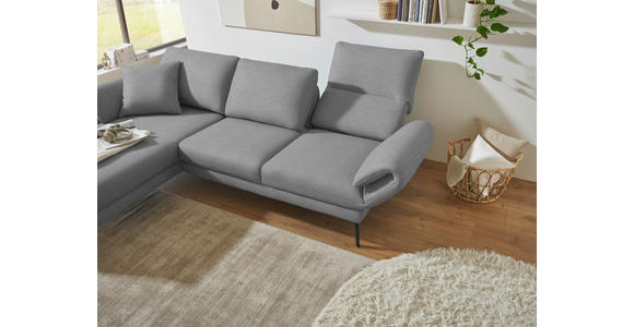 ECKSOFA  in Flachgewebe Hellgrau Armteilverstellung, Relaxfunktion, Drehsitzfunktion  175-224/255-365 cm  - Hellgrau/Schwarz, Design, Textil/Metall (175-224/255-365cm) - Dieter Knoll