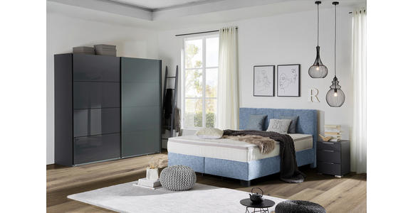 BOXSPRINGBETT 160/200 cm  in Blau  - Blau/Schwarz, Design, Kunststoff/Textil (160/200cm) - Hom`in