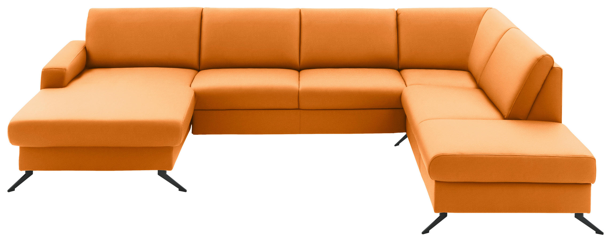 WOHNLANDSCHAFT in Echtleder Orange  - Schwarz/Orange, Design, Leder/Metall (165/339/233cm) - Beldomo Premium