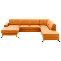WOHNLANDSCHAFT in Echtleder Orange  - Schwarz/Orange, Design, Leder/Metall (165/339/233cm) - Beldomo Premium