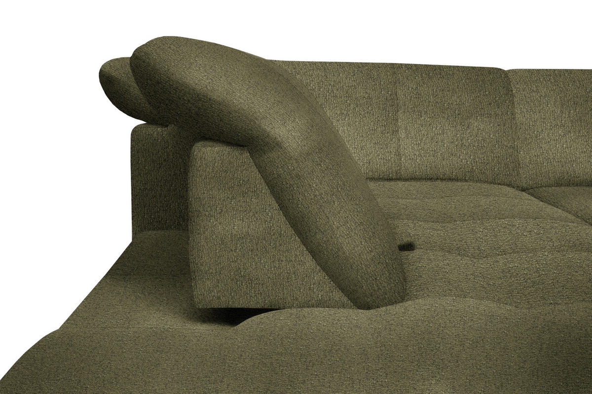 ECKSOFA in Flachgewebe Olivgrün  - Schwarz/Olivgrün, Design, Textil/Metall (313/242cm) - Xora