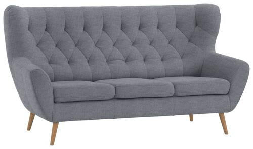 3-SITZER-SOFA in Mikrofaser Grau  - Grau, Design, Holz/Textil (187/101/95cm) - Stylife